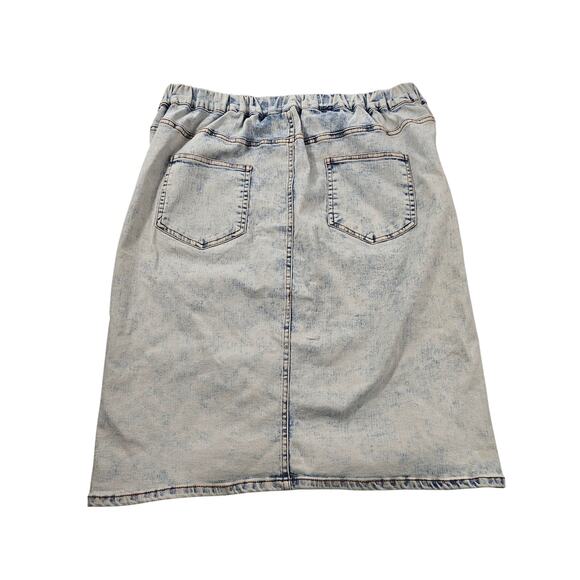 Skies are blue L pullover on elastic waist skirt midi denim button front skirt - Picture 2 of 9